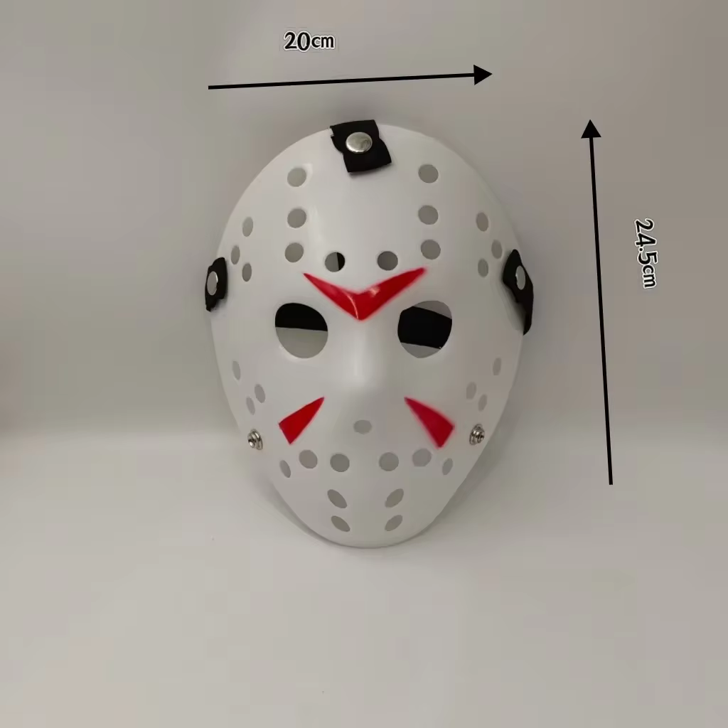 Masque de hockey d'Halloween de 24 cm, masque effrayant Jason Voorhees de la série Friday the 13th, masque de cosplay pour adultes pour fête d'Halloween