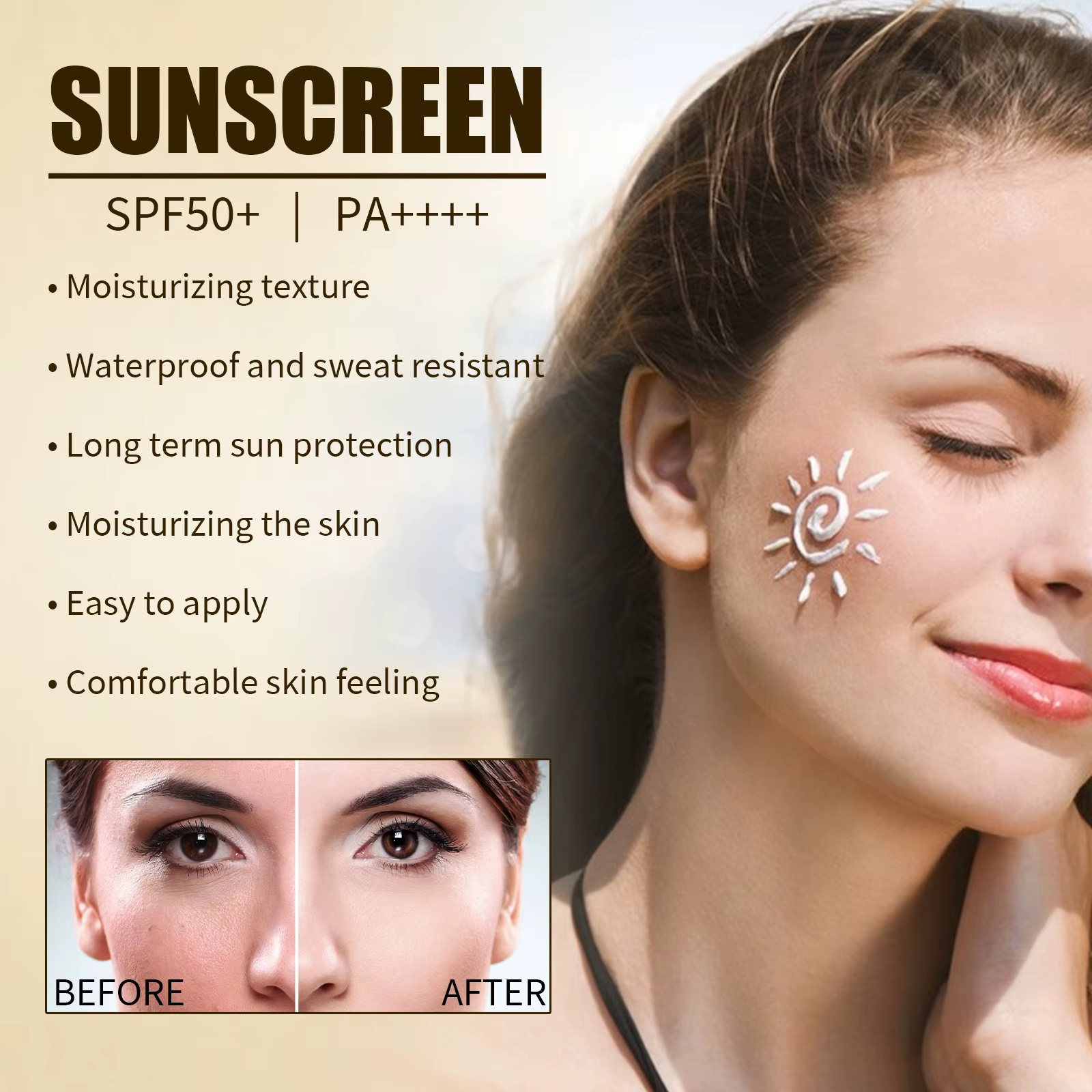 Crème solaire de riz Spf 50 +