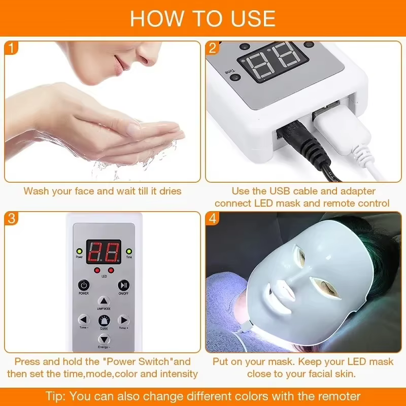 Masque LED pour le visage et le cou