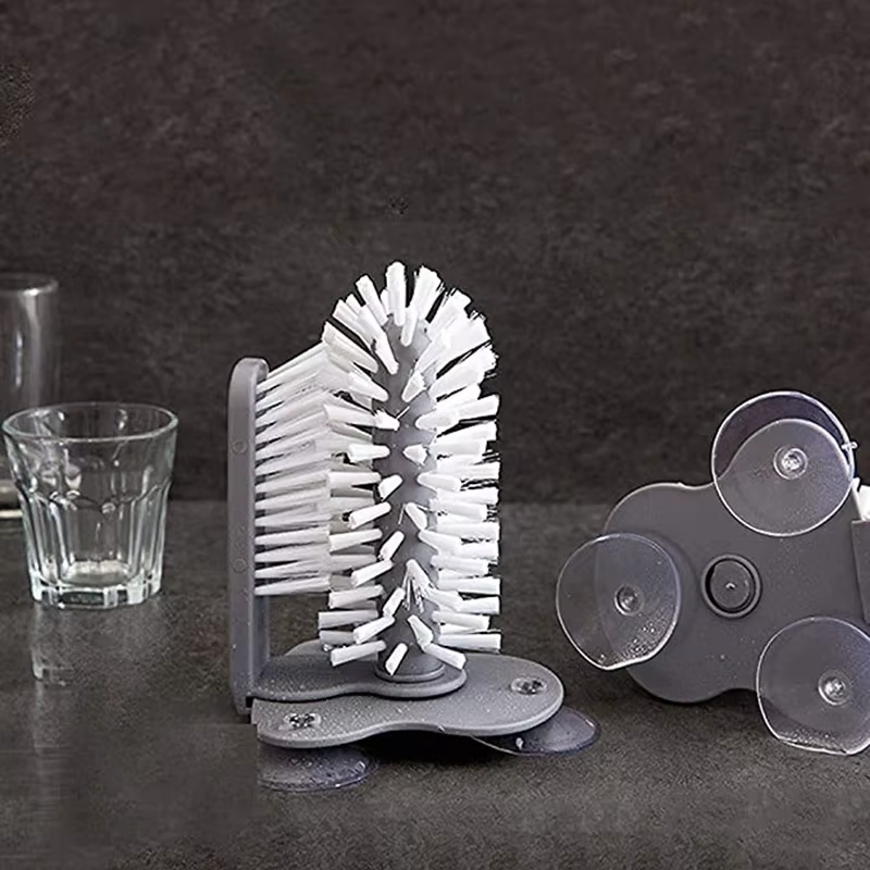 Brosse de nettoyage de bouteille d'eau d'évier, brosse de tasse en verre, nettoyeur de gobelets, forte aspiration, brosse de nettoyage paresseux, tasse de barre en verre, outils de cuisine