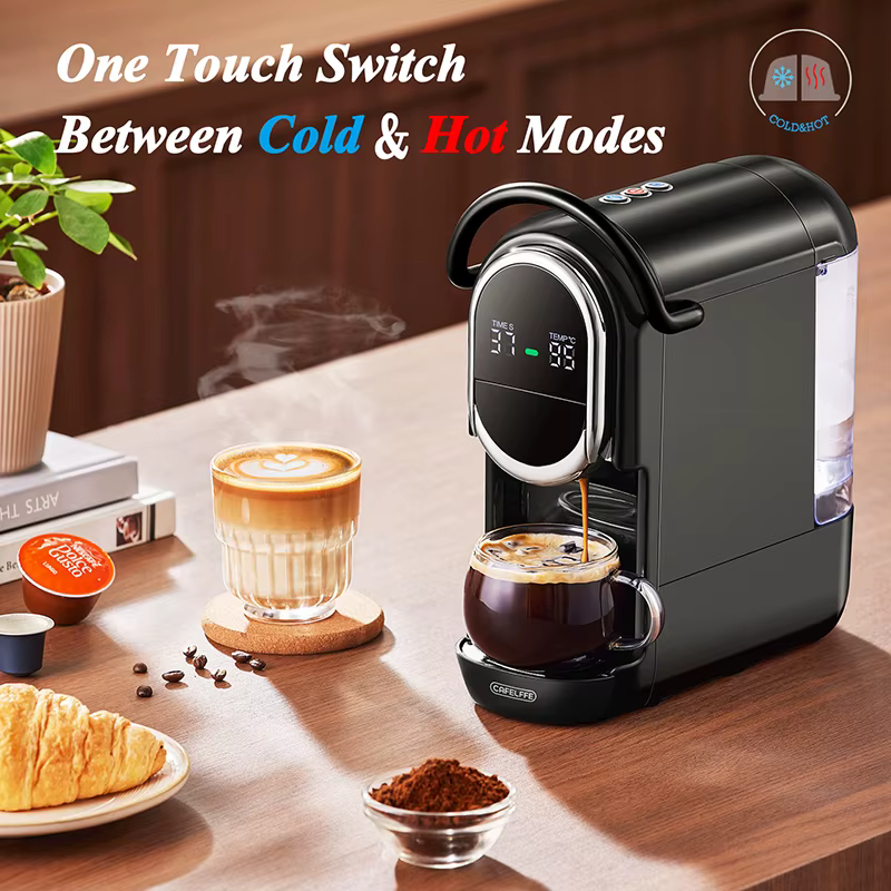 CAFELFFE-Machine à café à capsules 4 en 1, cafetière à cappuccino, expresso multiple chaud et froid, Dolce Gusto a.net, poudre de expresso 19BAR