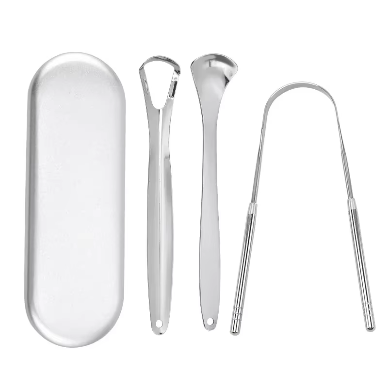 Grattoir à langue en métal Premium, 1 pièce/3 pièces, nettoyeur pour adultes et enfants, grattoirs à langue portables en acier inoxydable, brosses pour enlever