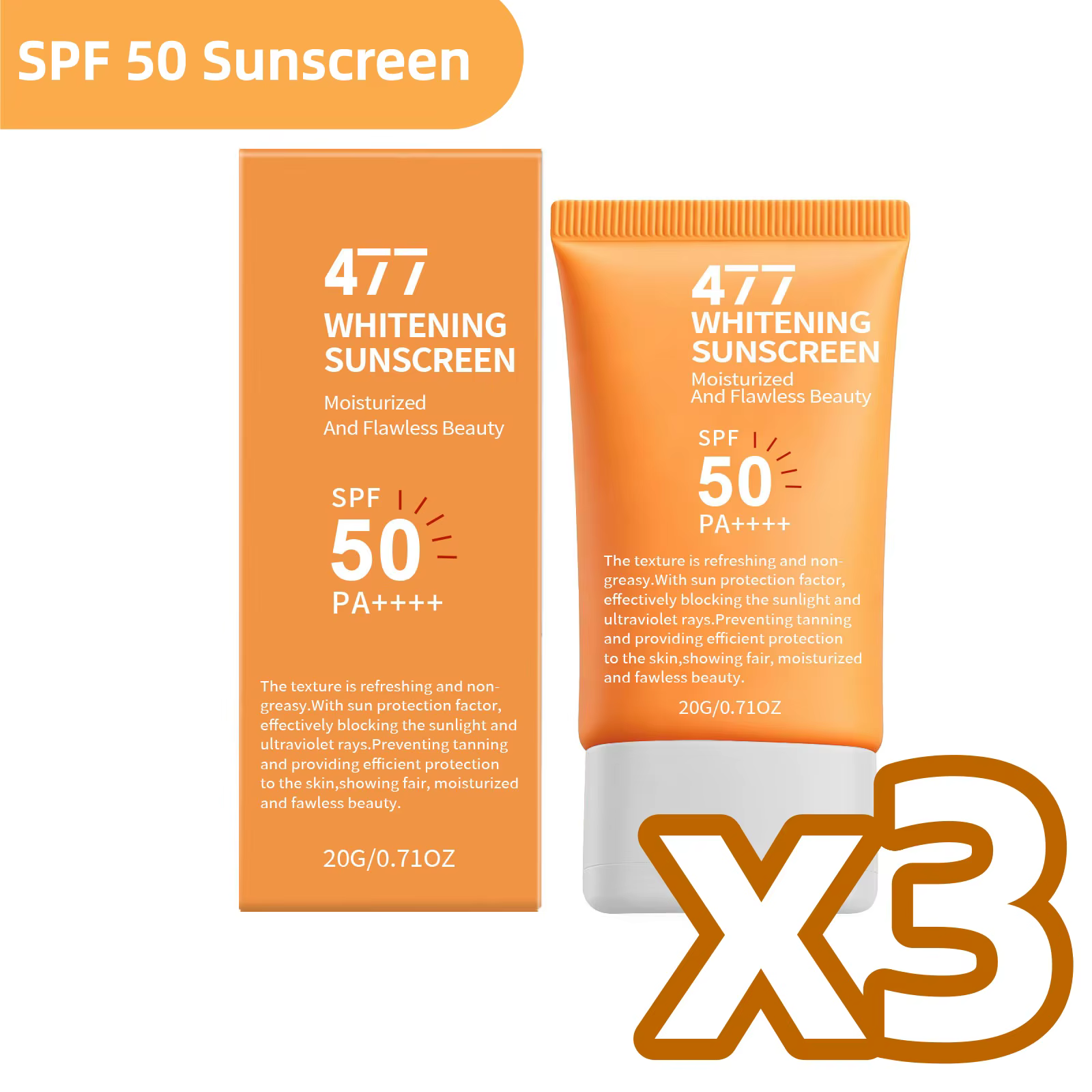 Crème solaire SPF 50 à large spectre UV, protection longue durée, contrôle du sébum, couvrance parfaite, légère et hydratante