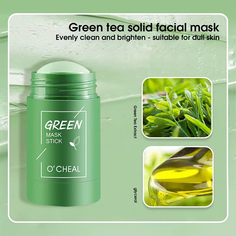 Masque facial solide bâton thé vert miel pêche nettoyage des pores hydratant Long charbon d'aubergine Film de boue
