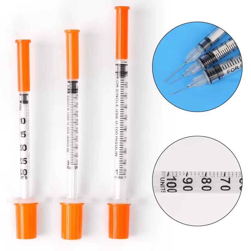 Seringue vétérinaire jetable, 20/50/100 pièces, seringue à poussée manuelle, aiguille 0.3/0.5/1ml, seringue pour animaux de ferme avec aiguilles, chat, chien, cochon