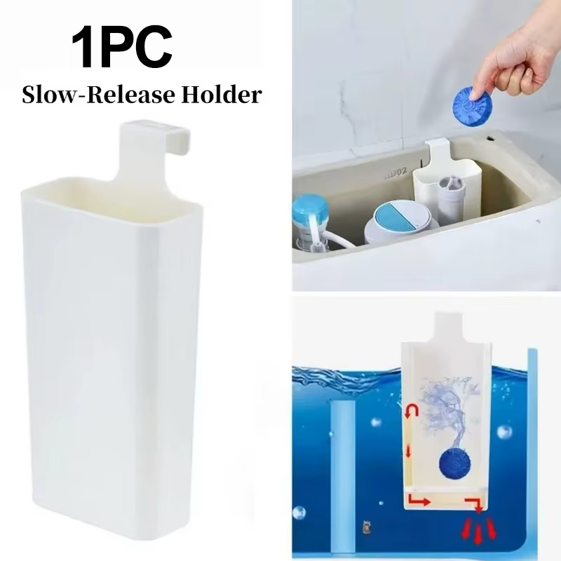 Distributeur de nettoyant solide pour toilettes - Pièce de rechange pour réservoir, Boîte tampon nettoyante pour cuvette de toilettes, Distributeur suspendu à libération lente, Prolonge le temps de ne