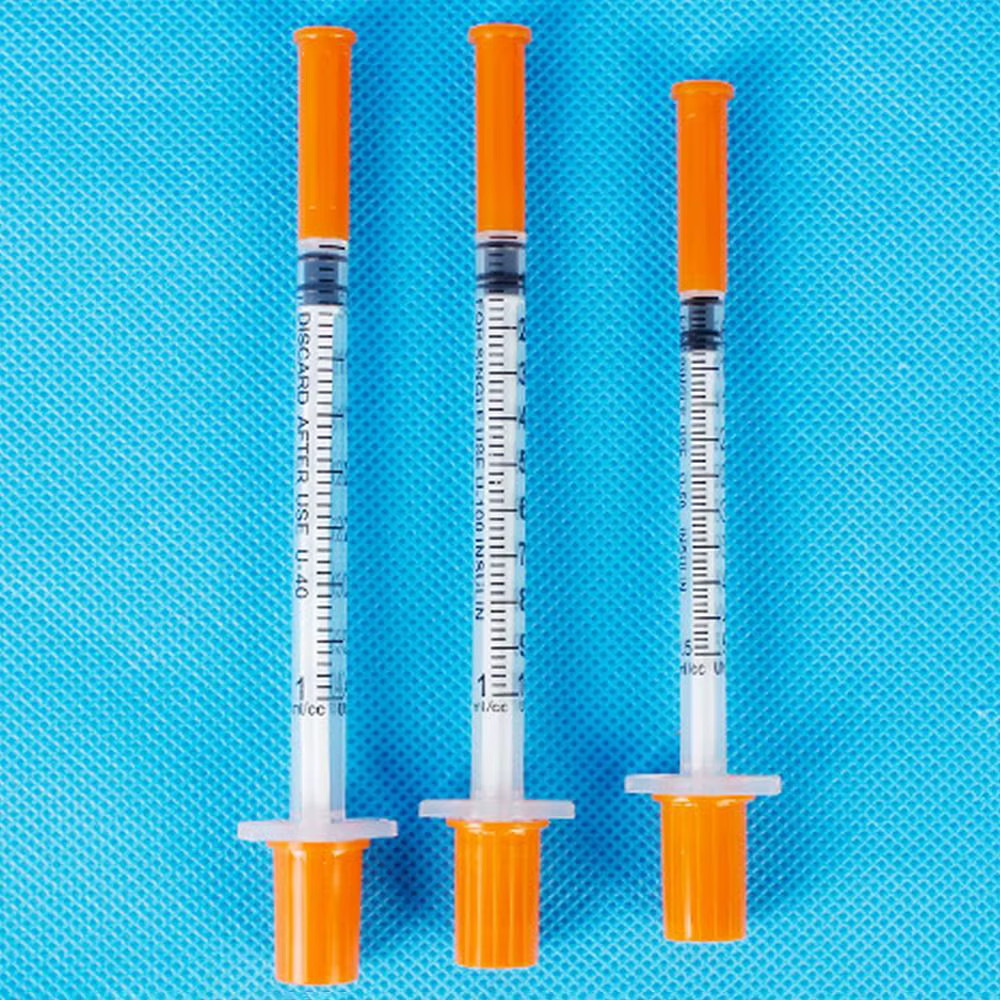 Seringue vétérinaire en plastique avec capuchon orange pour animaux de compagnie, seringue de stérilisation pour poulet, animal de ferme, bétail, mouton, chevaux, grossier, 1ml, 10 pièces