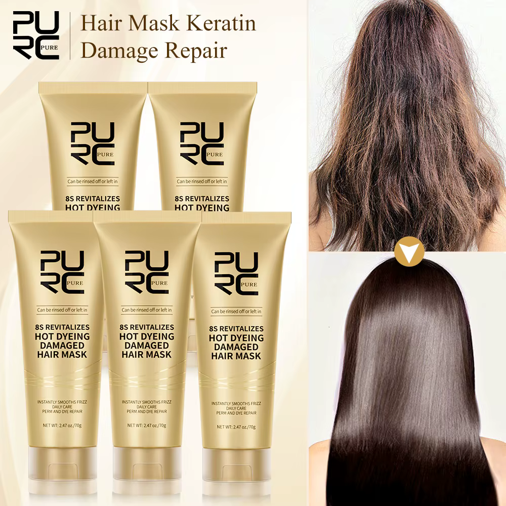 PURC traitement professionnel à la kératine masque capillaire réparation frisottis sec endommagé crème Anti casse lisse lissage masques soins des cheveux