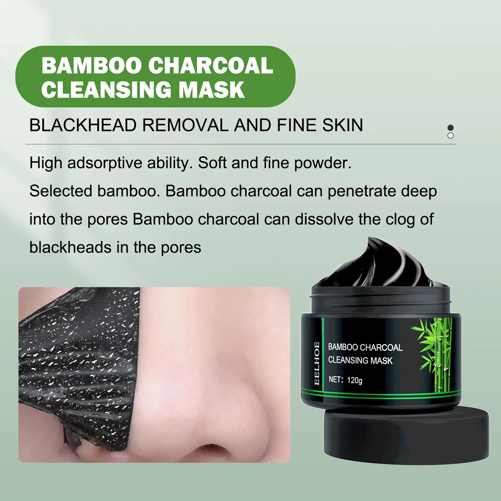 Masque dissolvant de points noirs pour le visage au charbon de bambou