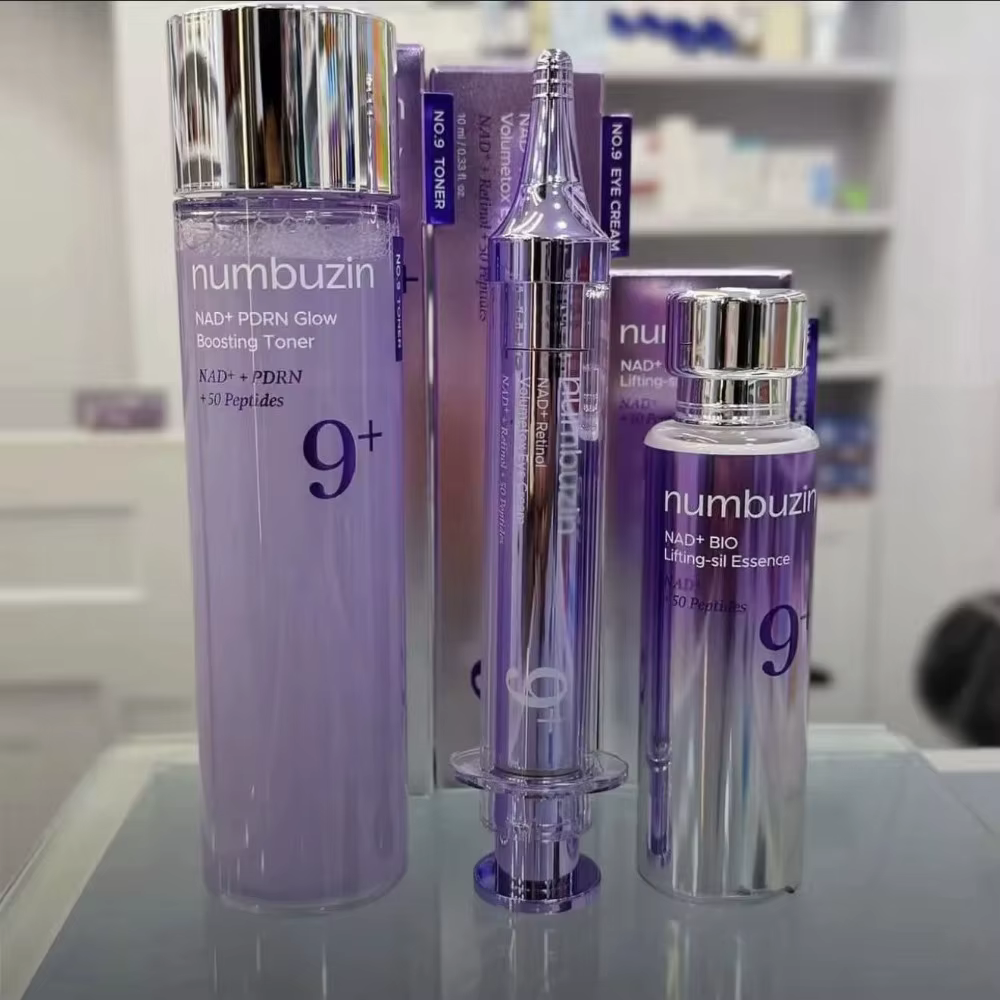 Numbuzin No.9 NAD PDRN Glow Boosting Toner Liquid Ultrasonic Serum Cream Nourishing Lightweight Texture For Delicate Eye Care