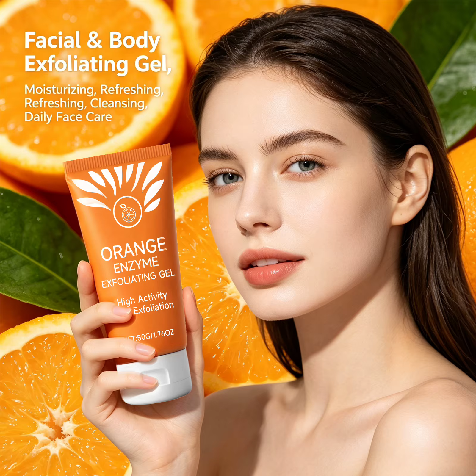 Gel exfoliant à l'orange pour le soin du visage et du corps