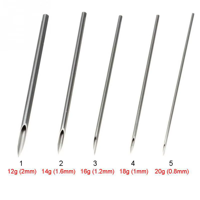 Aiguilles de perçage du corps jetables, 1/3/5 pièces, aiguille médicale pour nombril, mamelon, lèvres, Kit d'anneau de nombril, outil chirurgical en acier