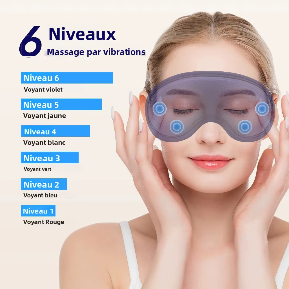 Masque Yeux Chauffant Masseur Oculaire 3D Vibration Compress Chaude Anti-Cernes Poches Occultant Aide Sommeil Spa Voyage