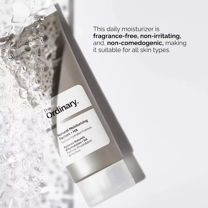 The Ordinary Natural Moisturizing Factors + Hyaluronic Acid Daily Moisturizer avec acides aminés et lipides dermiques pour une peau protégée