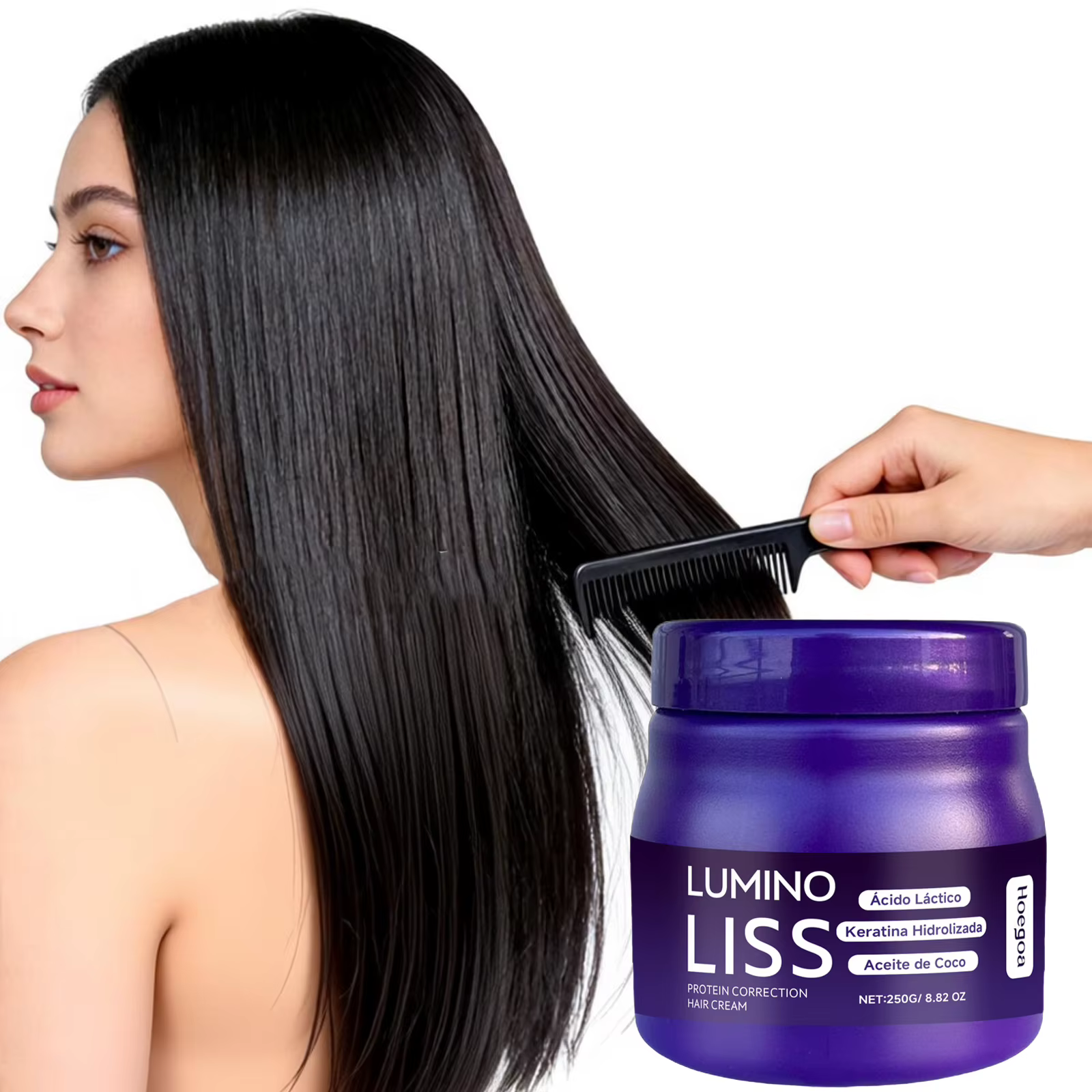 Crème Lissante Protéinée Réparatrice en Profondeur, Conditionneur Nourrissant Anti-Frisottis pour des Cheveux Soyeux et Lisses