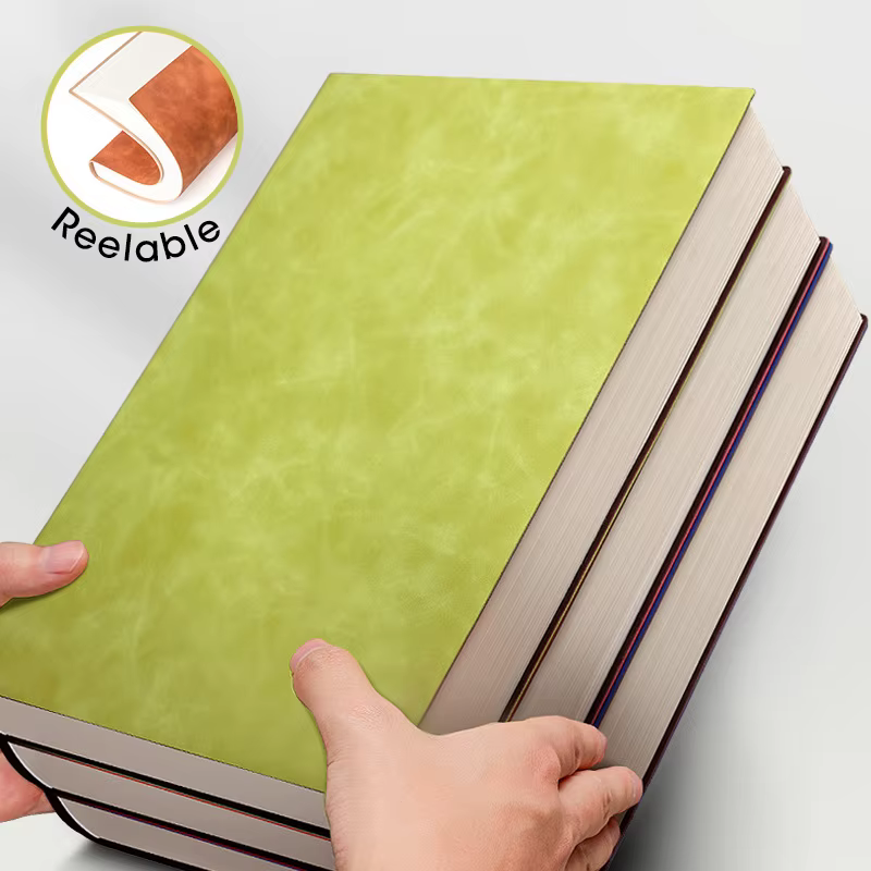 Carnet de notes avec couverture en PU souple, Page intérieure vierge et horizontale, carnet A4, journal de réunion de bureau, bloc-notes d'étude, 100 et 208 feuilles