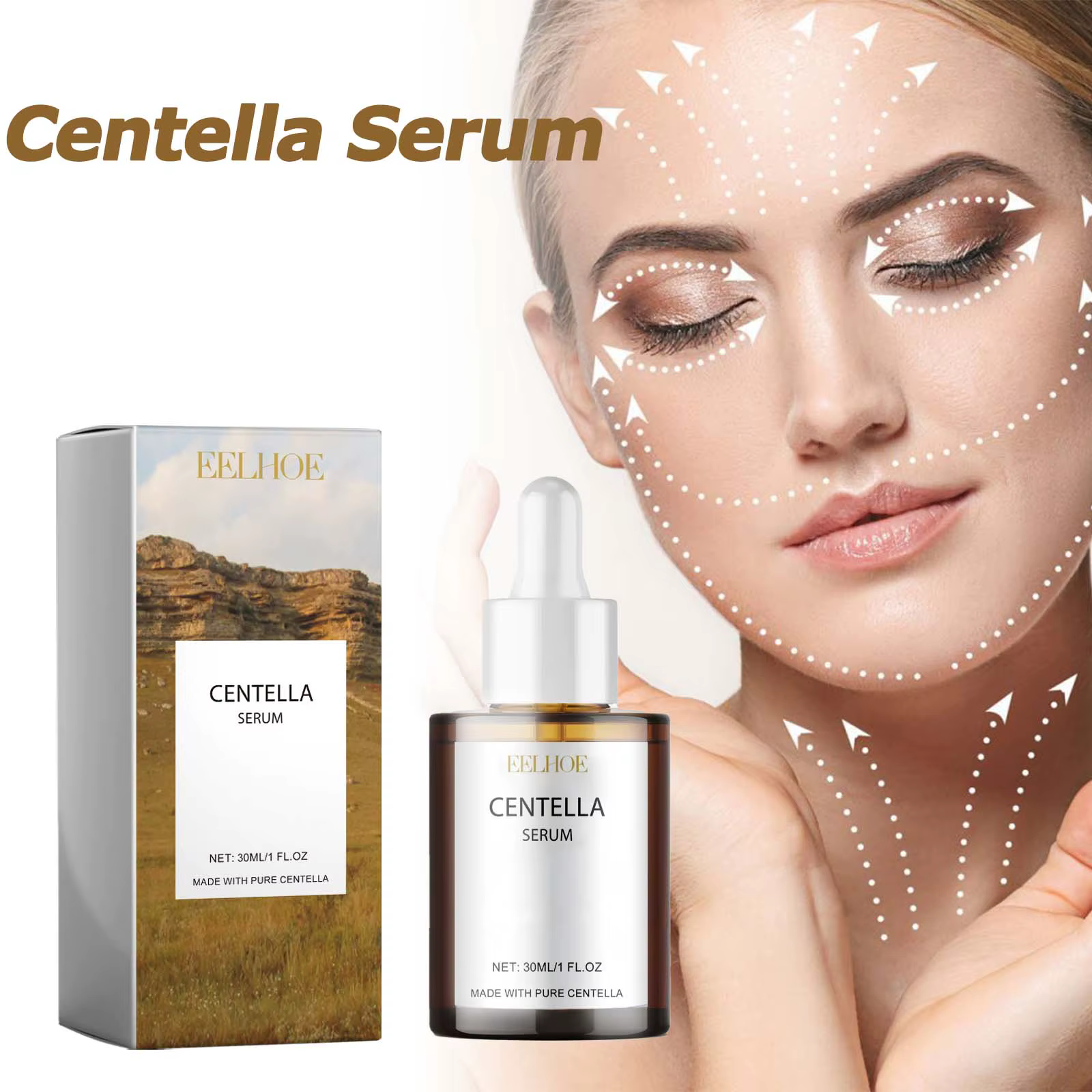 Centella sérum nourrir amélioration peau sèche lissage raffermissant éclaircissant hydratant acide hyaluronique visage
