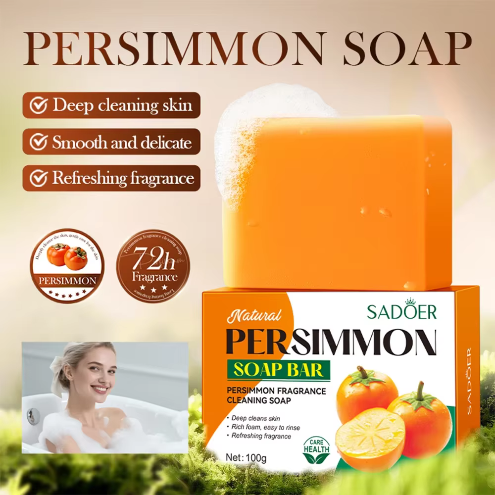 Savon nettoyant au kaki (1 ou 2 pièces) avec filet moussant