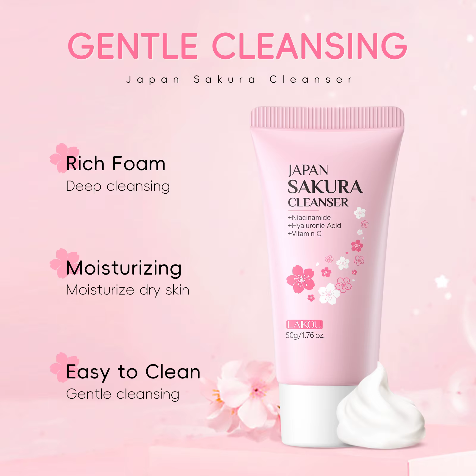 LAIKOU Japon Sakura Nettoyant pour le visage Contrôle de l'huile