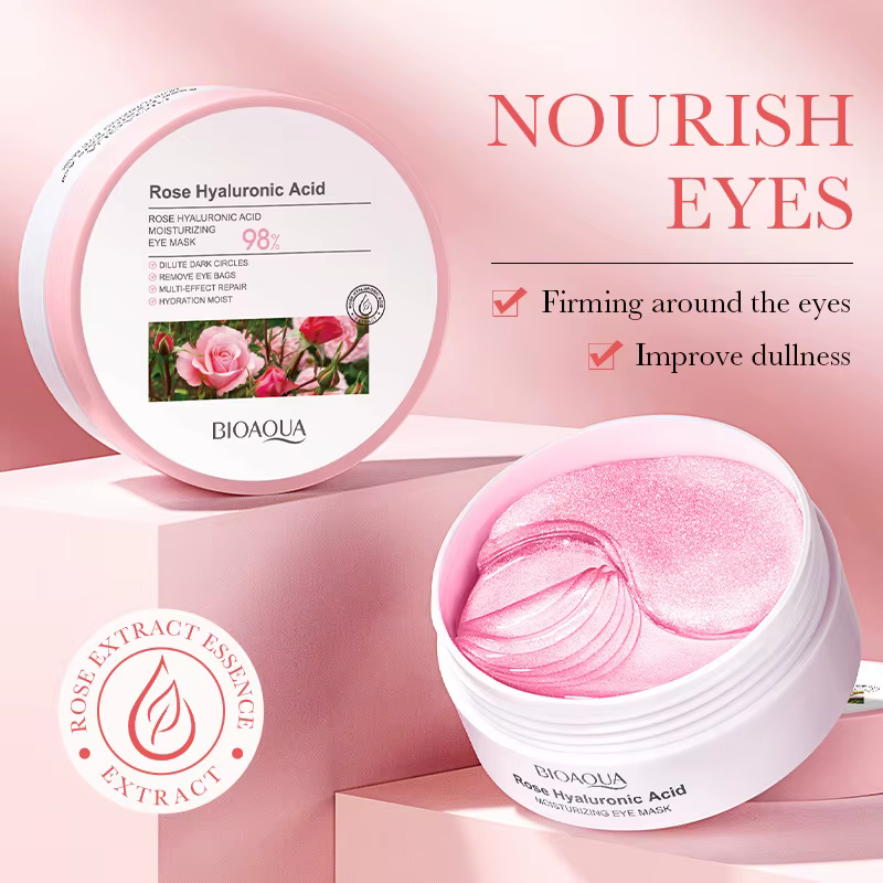 60 pièces BIOAQUA Rose acide hyaluronique masque pour les yeux Anti cernes sacs