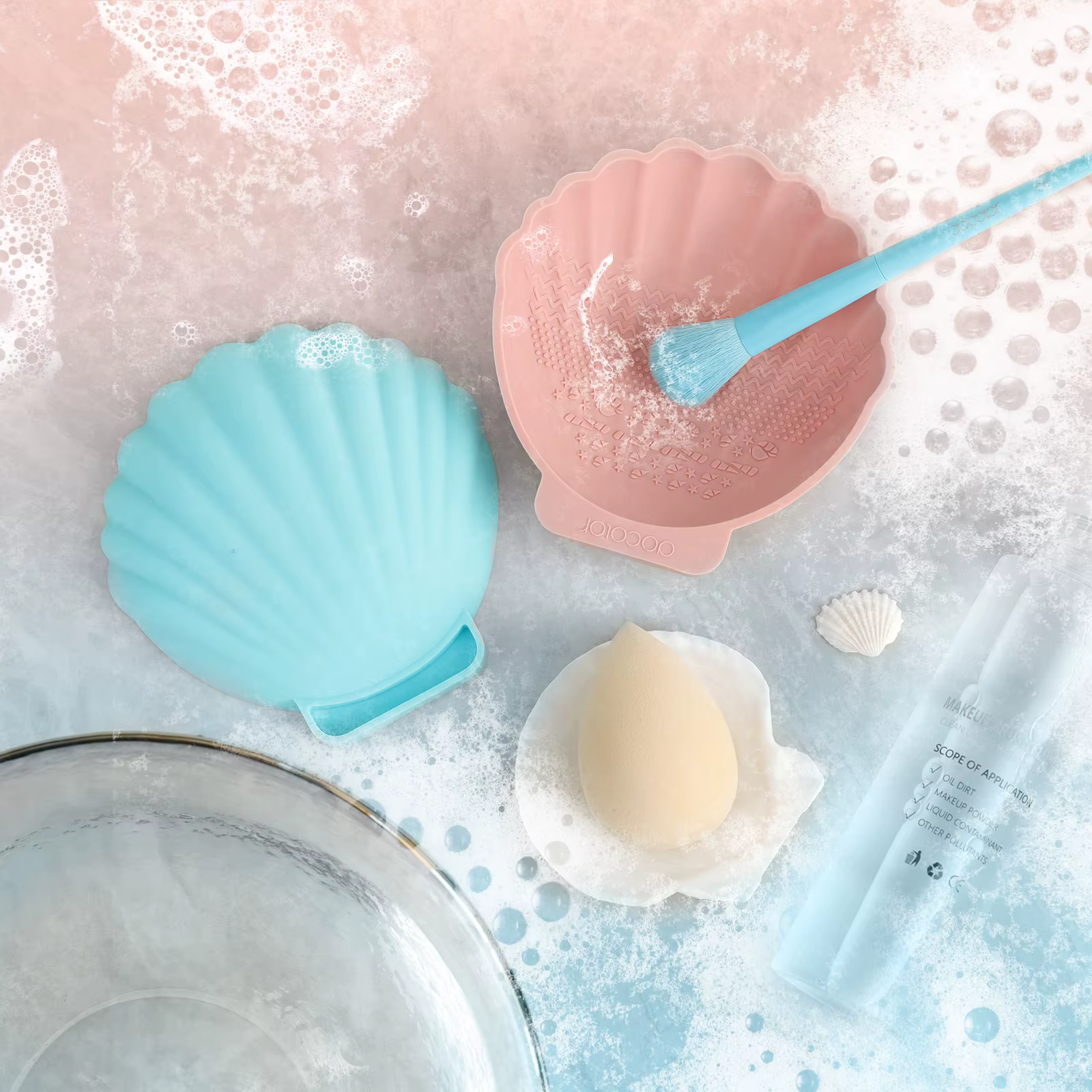 Docolor SHELL – nettoyeur de brosse en Silicone, brosse de lavage de maquillage, tapis de nettoyage de Gel, fond de teint, brosse de maquillage, tampon nettoyant, planche à récurer