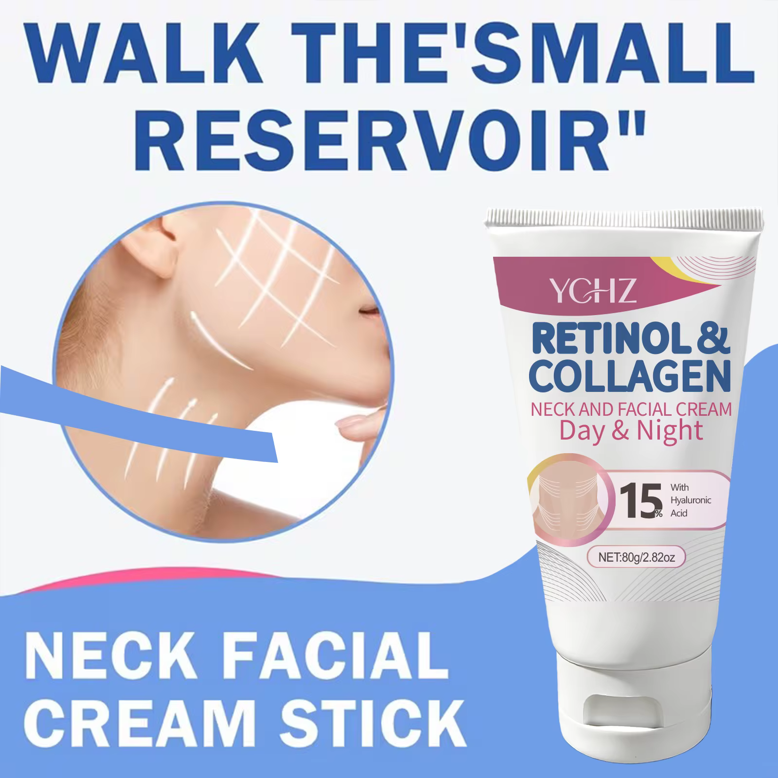 Crème raffermissante pour le cou au rétinol et au collagène - Hydratant facial au complexe
