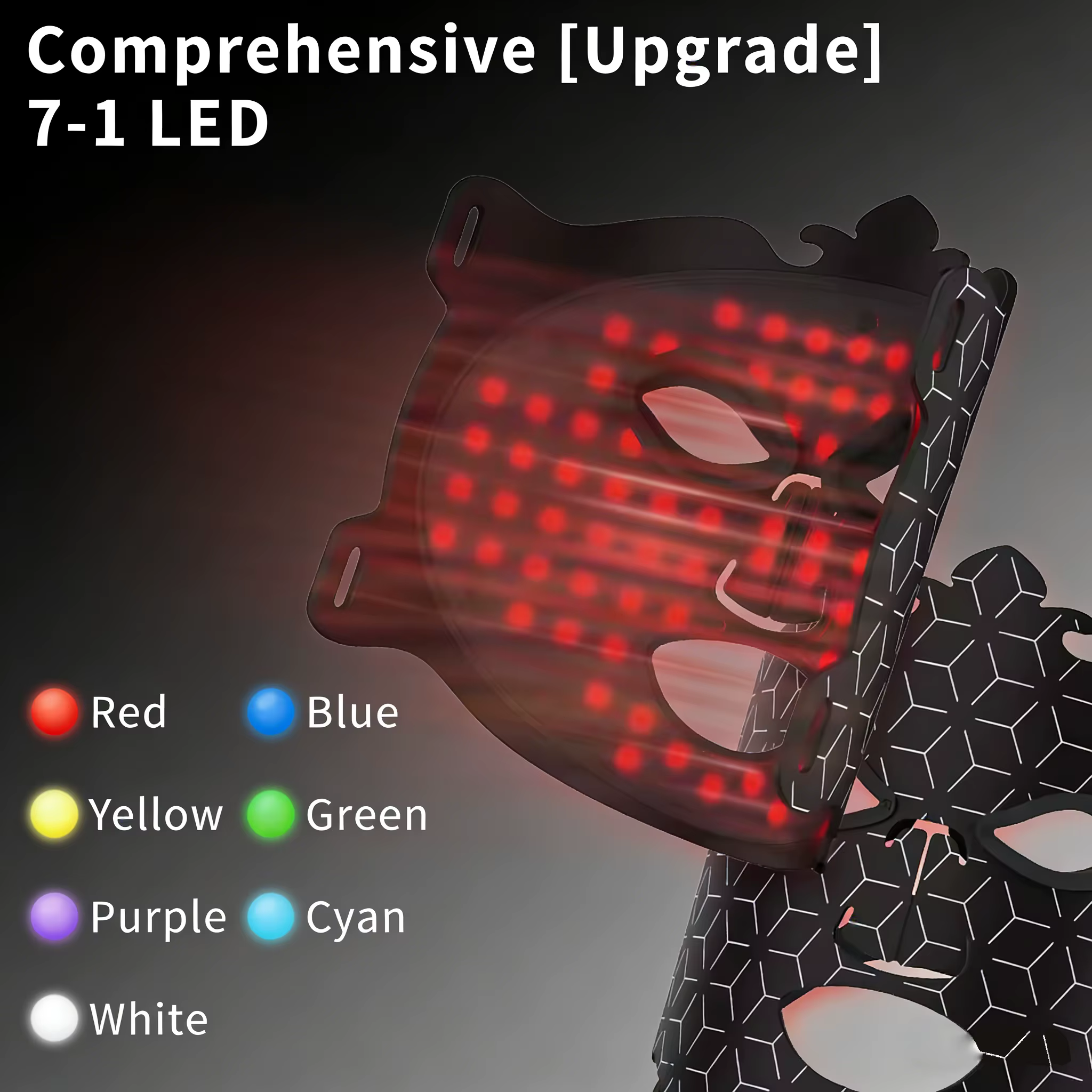 Masque facial LED 7 couleurs sans fil portable