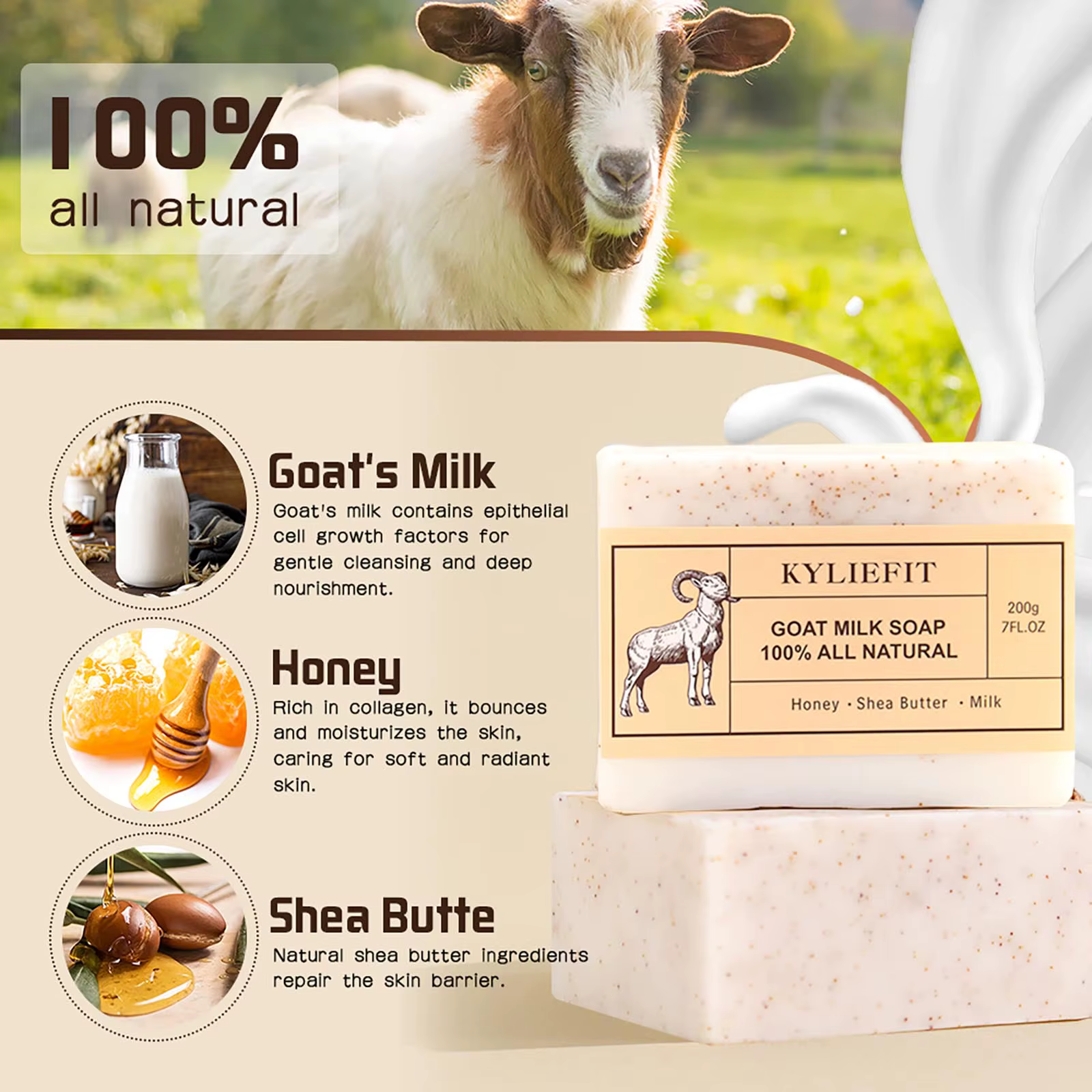 Barre de lait de chèvre bio pour tous les types de peau