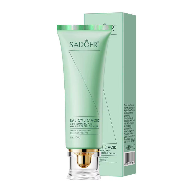 SADOER Nettoyant Visage à l'Acide Salicylique et à la Centella, Mousse Nettoyante pour le Visage, Élimine l'Acné, Répare, Purifie les Pores, Nettoie les Impuretés, Lisse la Peau du Visage
