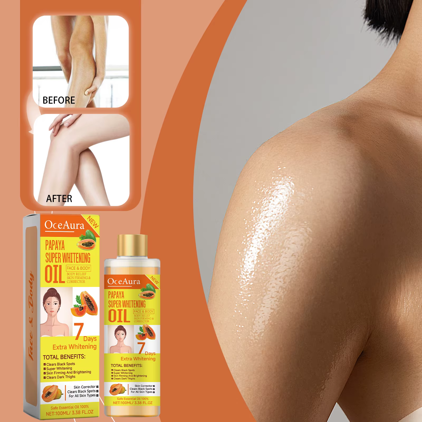 OCEAURA Papaye huile Super blanchissante visage et corps hydratant nourrissant blanchissant