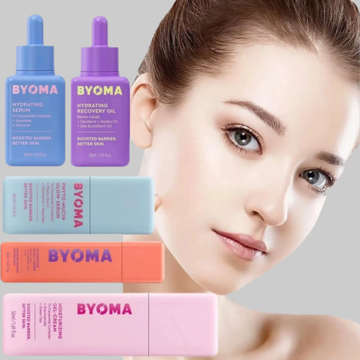 BYOMA Crème Gel Triple Réparation à la Nicotinamide – Améliore le Teint Terne et Illumine le Visage – Essence Naturelle Hydratante pour le Soin de la Peau