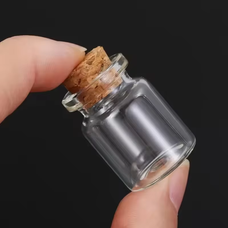Petites bouteilles en verre avec liège, petits pots en verre vides, flacons d'art artisanal, bouteilles de souhait transparentes, cadeaux de fête d'anniversaire et de mariage
