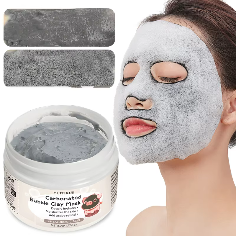 Masque d'argile pétillant YUITIKUE 50g avec acide hyaluronique - Hydratant
