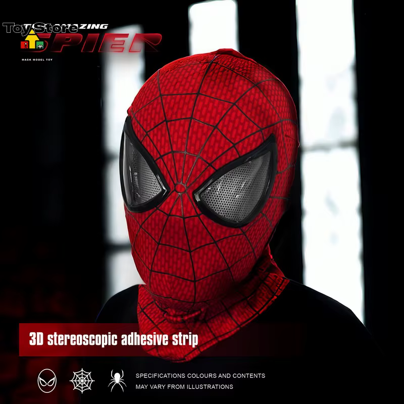 Masque lumineux Spider-Man à activation automatique avec yeux motorisés et contrôle par anneau, échelle 1:1, portable, objet de collection pour cosplay