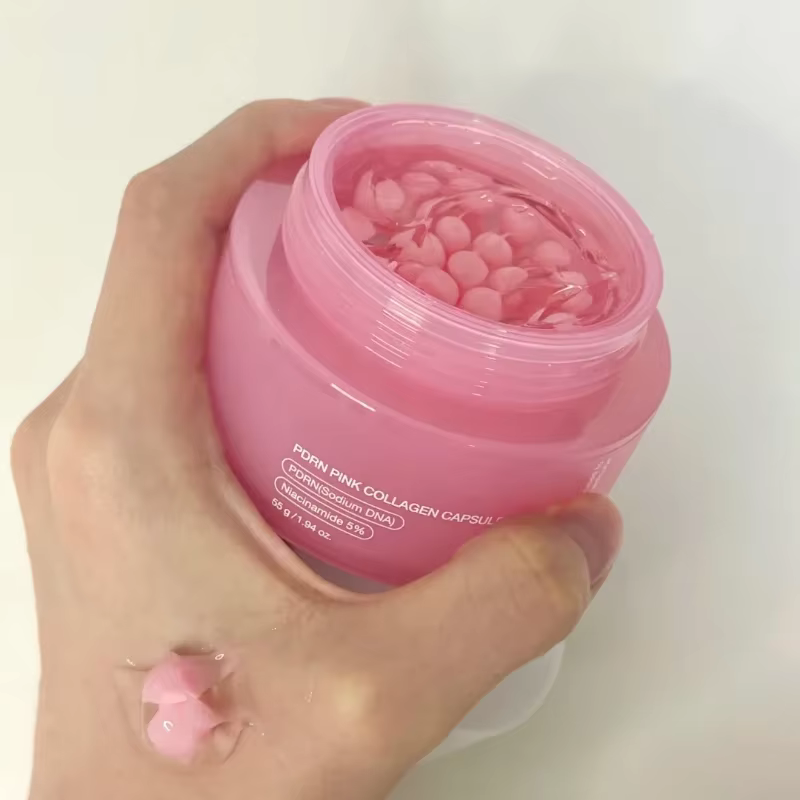 Crème Coréenne au Collagène Rose PDRN en Capsules avec Niacinamide pour un Teint Uniforme