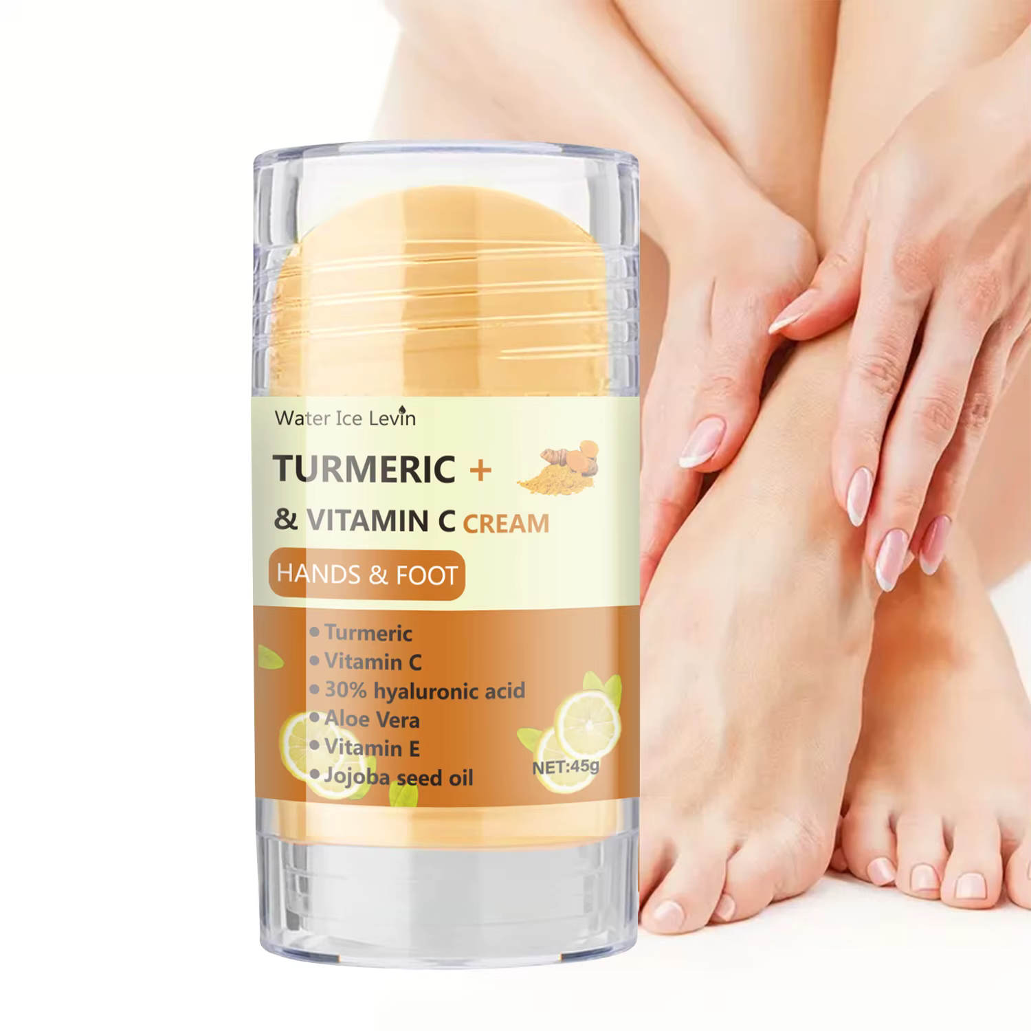 Crème Mains et Pieds au Curcuma et Vitamine C 45g avec Acide Hyaluronique
