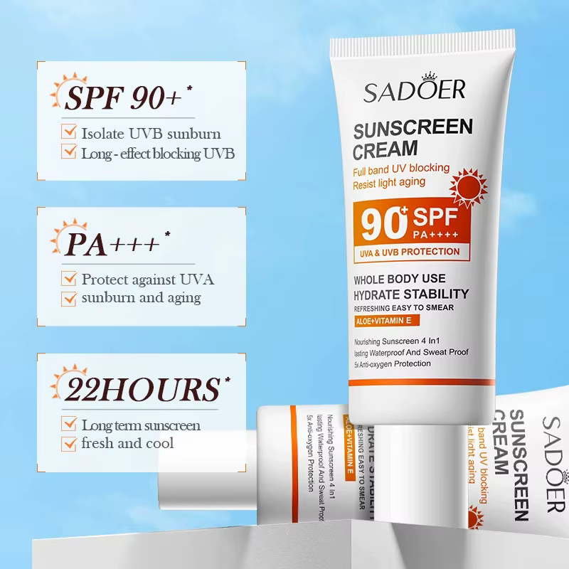 SADOER Spf 90 + crème solaire pour visage corps entier utilisation protecteur