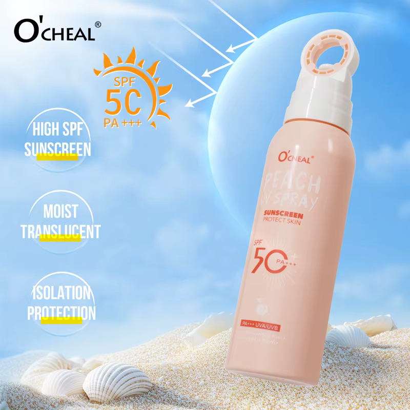 Spray solaire portable à la pêche SPF50 PA+++ | Protection