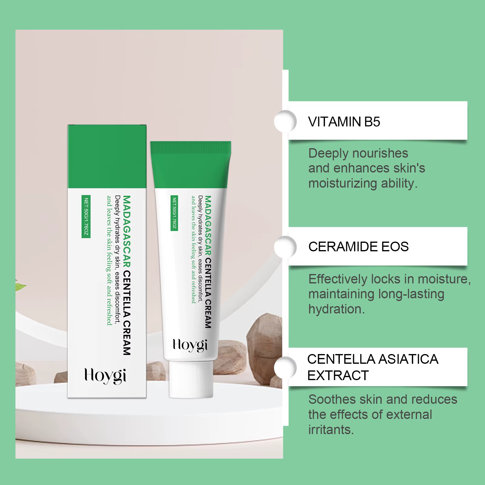 Centella crème apaisante avec céramide & B5 visage réparation hydratant rougeurs soulagement