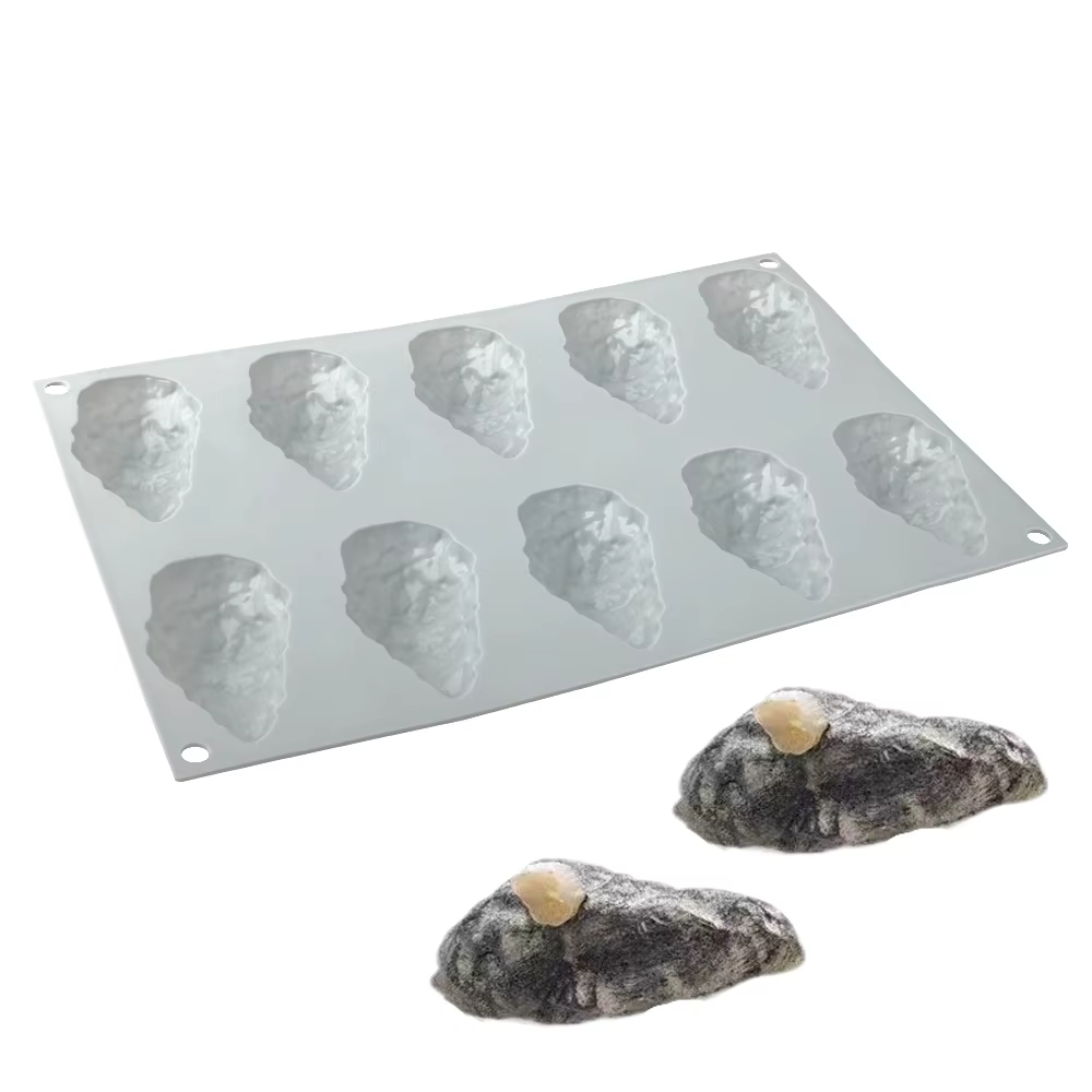 Moule à gâteau en Mousse d'huître à 10 cavités, pour Dessert au chocolat et biscuits, pâtisserie française, moule de cuisson