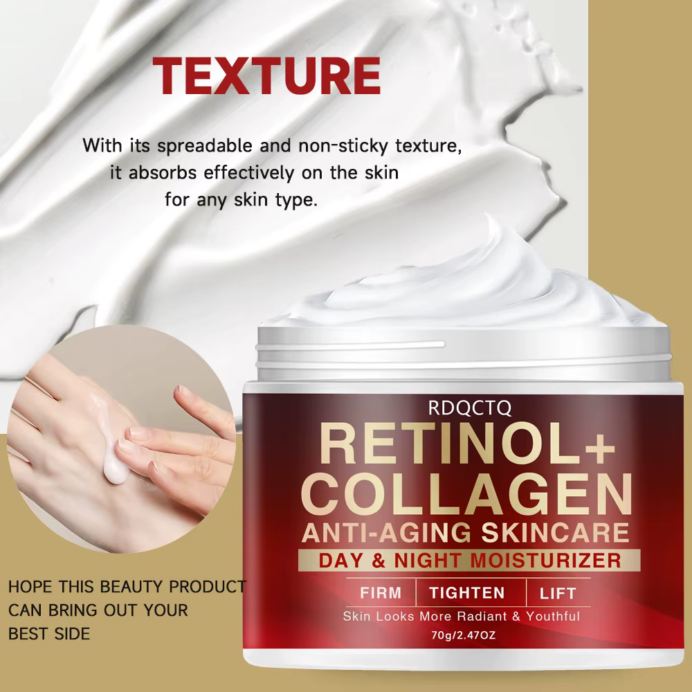 Sérum de jour et de nuit anti-âge au collagène au rétinol-essence raffermissante pour le visage pour la formule de soin de la peau à l'éclat jeune avec hydrat