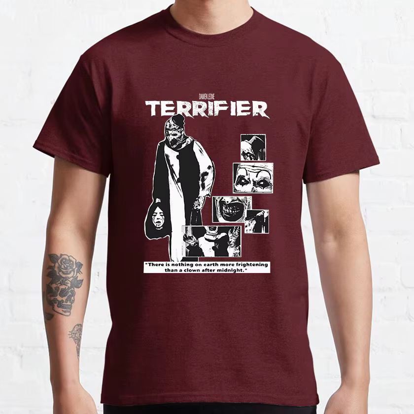 T-shirt imprimé 100% coton pour hommes, the Clown Art, apk movie terrifier 2 slasher film effrayant halloween scream film killer clown