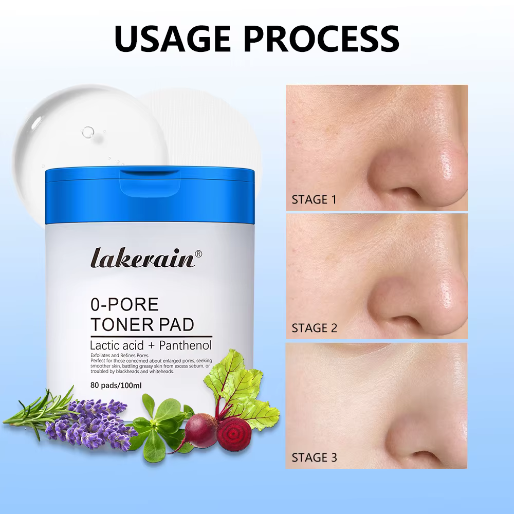 Lakerain – Lot de 2 produits de soin : Tampon tonifiant 0-Pore, Sérum éclat au peptide rose et ADN de saumon, Hydratant purifiant au beurre de karité