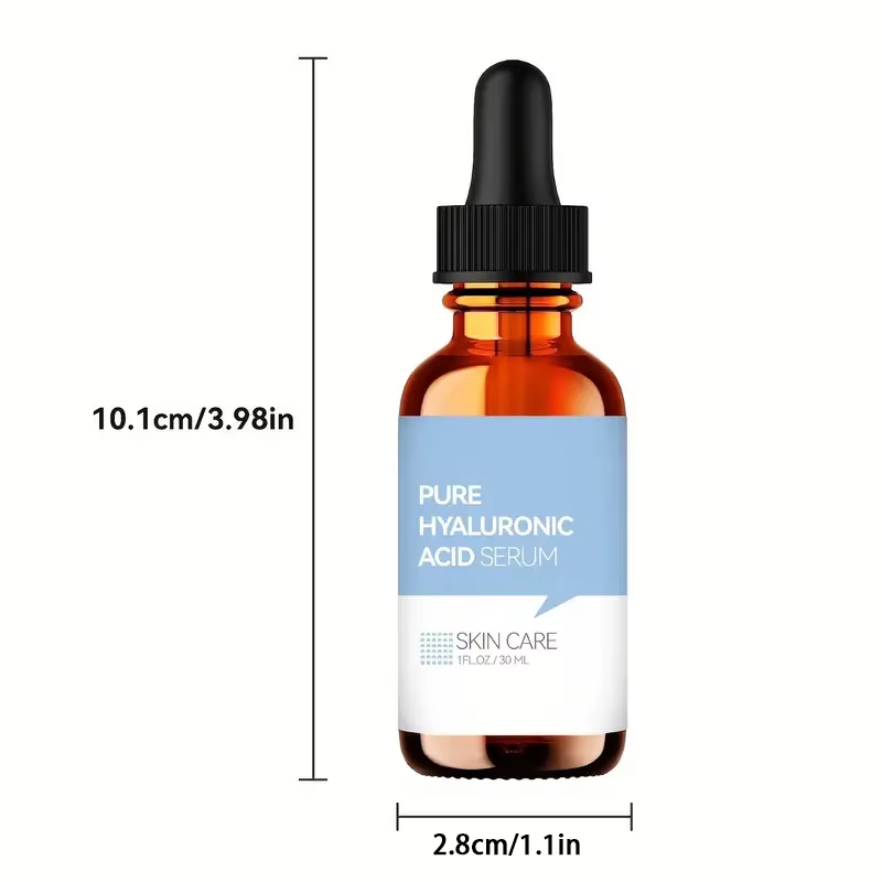 Sérum à l'acide hyaluronique pur - Avec solution de soin pour la peau à hydratation intense au squalène végétal - 1 FL.