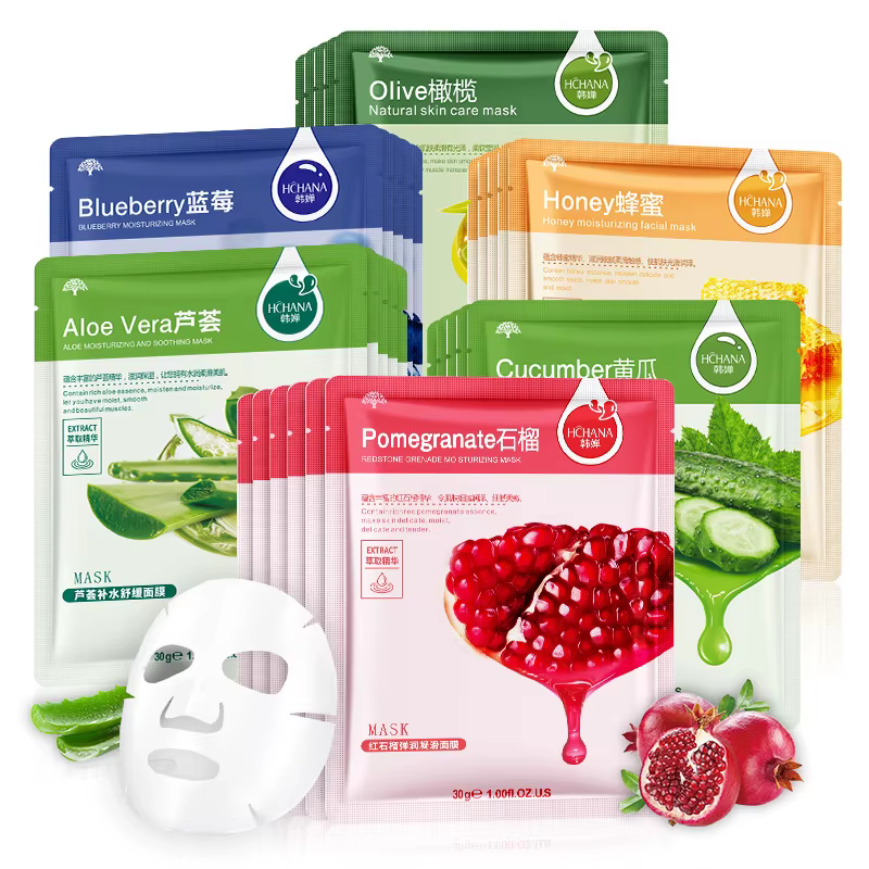 30 pièces Fruits frais masques faciaux soins de la peau du visage hydratant raffermissant
