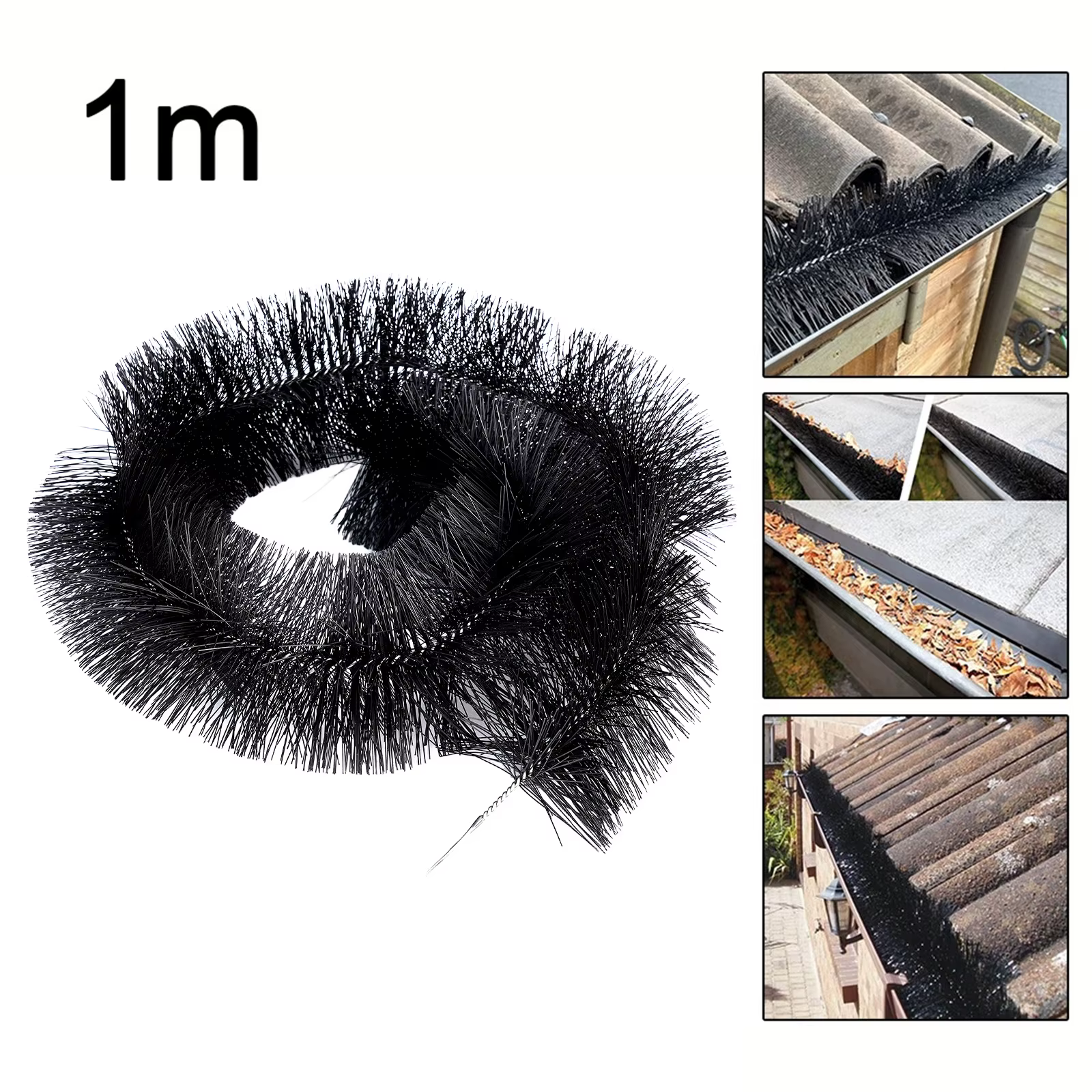 Brosse de gouttière 100mm x 1m, nettoyeur de feuilles de toit, filtre de brindille robuste, Protection de jardin domestique, protection de gouttière, brosse de toit