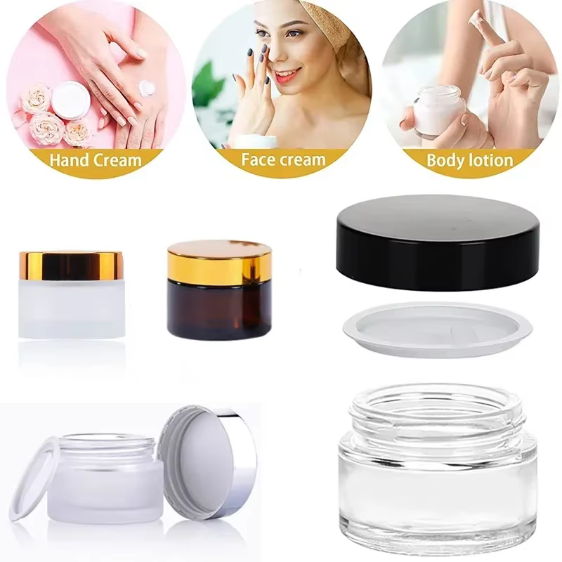 Mini pots de crèmes ronds en verre ambre