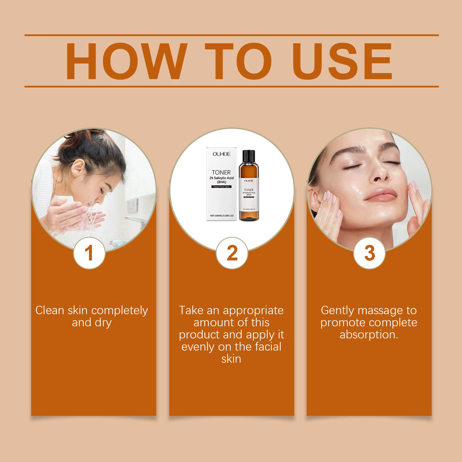 Lotion tonifiante pour pores à l'acide salicylique pour peaux grasses et claires