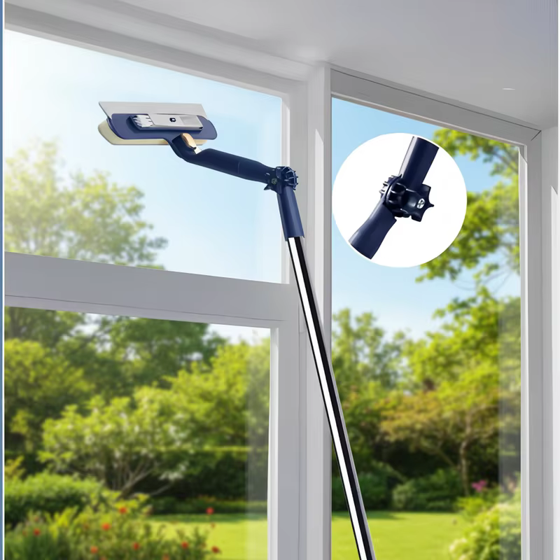 Nettoyeur de vitres double face 120 cm pour fenêtres hautes – Outil de nettoyage de vitres sans angle mort pour la maison et l'extérieur
