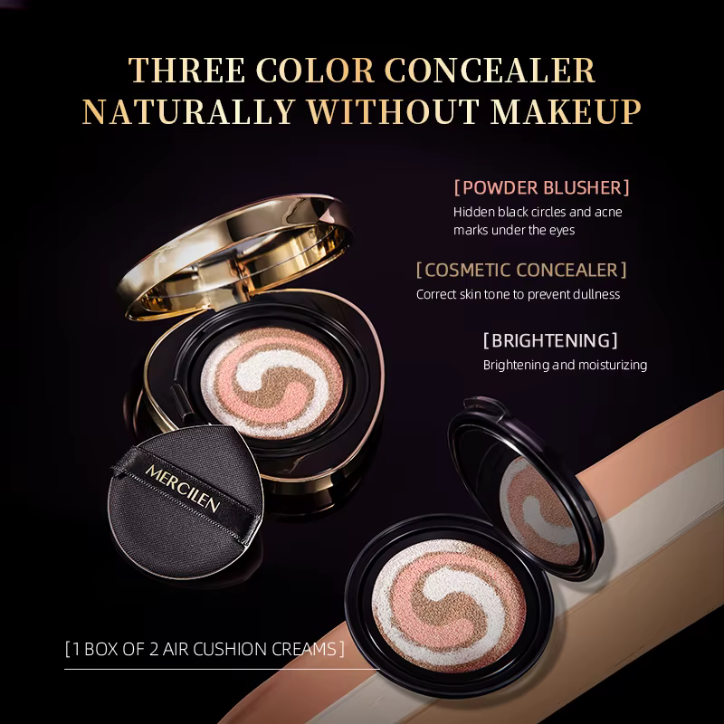 Mercilen Water-Gloss Flawless Three-Color Skin-Nourishing Cushion Bb Cream 15g*2